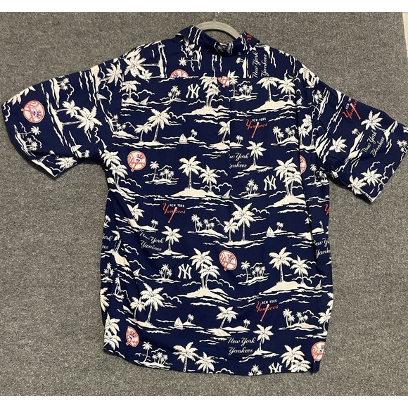 Reyn Spooner Aloha New York Yankees Hawaiian Shirt L Blue Official Licensed MLB - Picture 6 of 10